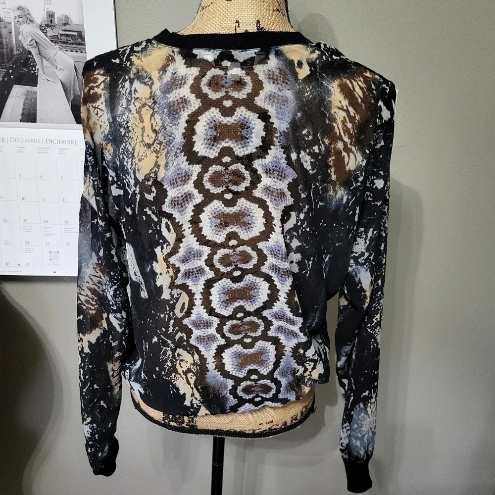 CAbi Semi'Sheer Animal Print Pullover Top M